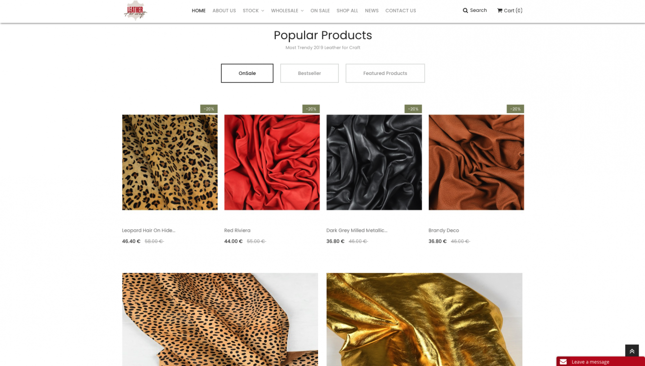 Site ecommerce venda online de todo tipo de peles - loja online