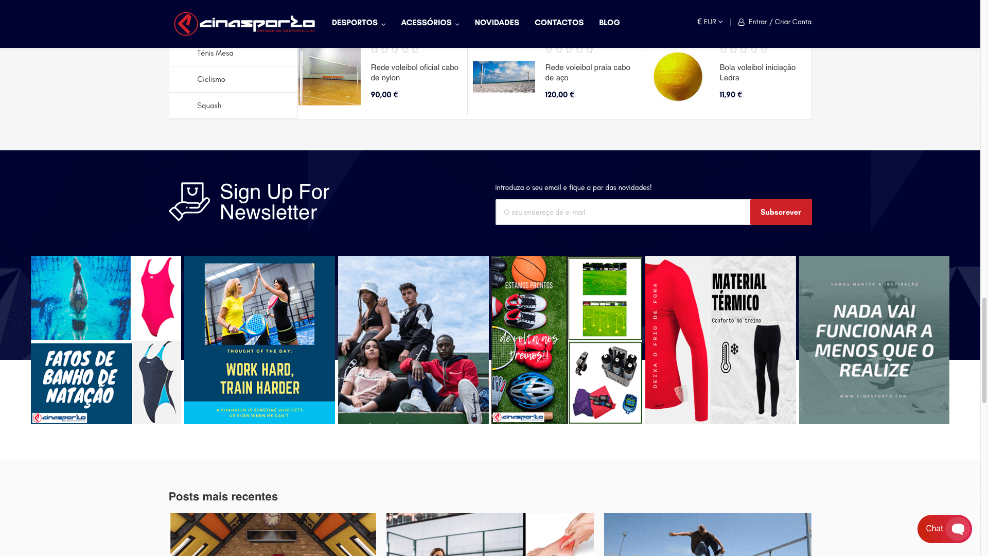 loja virtual site produtos desporto